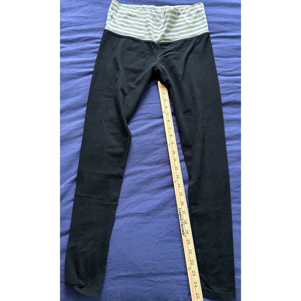 Mossimo Supply Co Womens Black Leggings Striped Fold Over Waist Size Medium